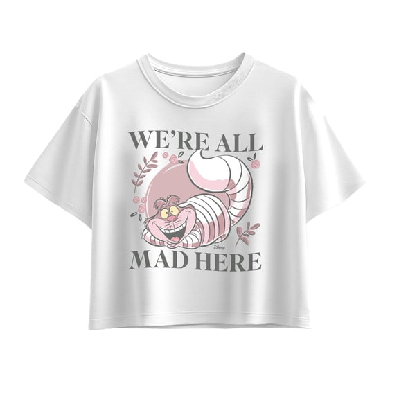 Alice in Wonderland - We're All Mad Here Girls' Short Sleeve Boxy Graphic T-Shirt