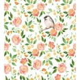 thumbnail image 3 of Floral Twin Size Duvet Cover Set, Flower Petals Blossoms Leaves and Bird Sitting Vintage Elegance Image, Decorative 2 Piece Bedding Set with 1 Pillow Sham, Coral Fern Green White, by Ambesonne, 3 of 3