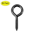 thumbnail image 1 of Ganchos de ojo de tornillo pequeños Uxcell 0.11"x0.87" con tornillos autorroscantes de acero al carbono negros 80 piezas, 1 of 5