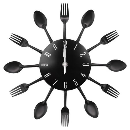 Home Decorations Noiseless Stainless Steel Cutlery Clocks Knife And Fork Spoon Wall Clock Kitchen R