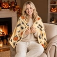 thumbnail image 5 of 39*27IN Halloween Flannel Throw Blanket, Soft Cozy Lightweight Pumpkin Bat Ghost Print Fleece Blanket, Machine Washable Fall Holiday Decor Blanket for Sofa Couch Bed Party,B, 5 of 7