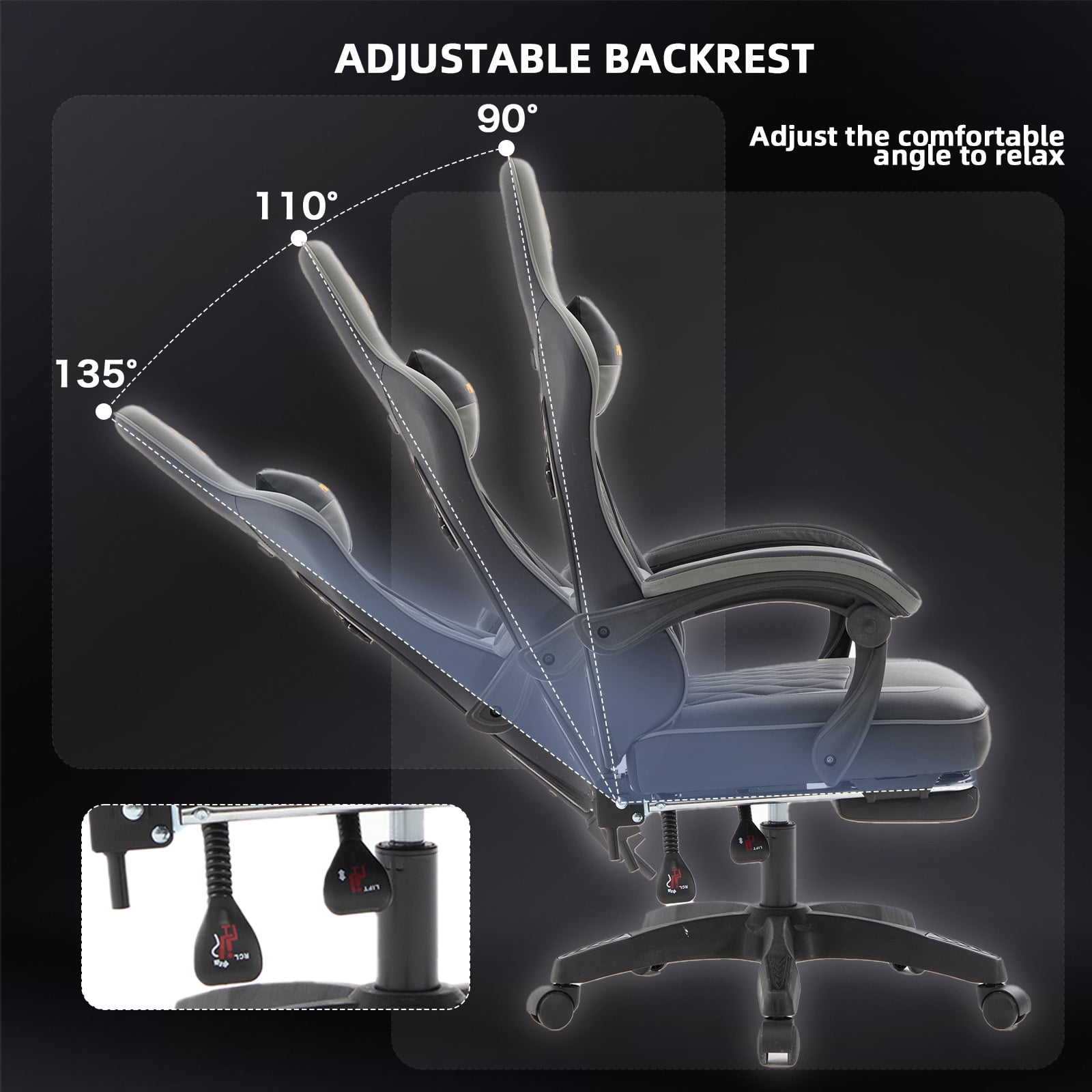 Gaming Chair, Video Game Chair with Retractable Footrest and Lumbar Support, High Back Ergonomic Computer Chair, PU Leather Gamer Chairs