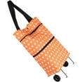 thumbnail image 3 of Carrito de compras plegable, tela Oxford naranja con ruedas para un transporte sin esfuerzo, correa de mano ancha para agarre y control, cremallera inferior para acceso con ruedas, adecuado para, 3 of 8