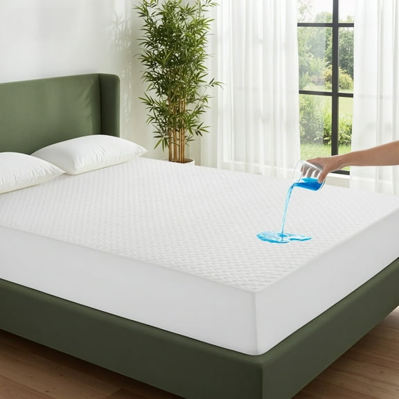 Daluvenix Queen 100% Waterproof Mattress Protector, 3D Air Fabric Bamboo Cooling Mattress Pad Cover with 8-21" Deep Pocket, Breathable Soft Noiseless Quilted Topper Washable Comfortable