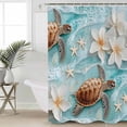 thumbnail image 2 of Small Stall Shower Curtain 36x78 Inch Narrow Half Size Ocean Turtle Bath Curtains Bathroom Decor Coastal Starfish Beach Wave Spring Flower Waterproof Fabric Shower Curtain Set with Hooks 36 Inch, 2 of 6