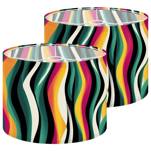 Lampshades 2 Pack seamless positive wavy lines colorful print for girls boys 13"x13"x10" Light Shade for Table Lamps Floor Lamp Shades Lampshade Replacement Easy Assembly