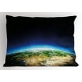 thumbnail image 1 of Earth Pillow Sham Russia From the Space Starry Night Sky Vivid Lands Science Cartography, Decorative Standard King Size Printed Pillowcase, 36 X 20 Inches, Blue Green Pale Brown, by Ambesonne, 1 of 2