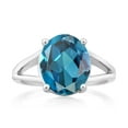 thumbnail image 2 of Gem Stone King 6.00 Cttw London Blue Topaz Ring for Women | 925 Sterling Silver | Gemstone November Birthstone | Oval 12X10MM | Available in Size 5,6,7,8,9, 2 of 5