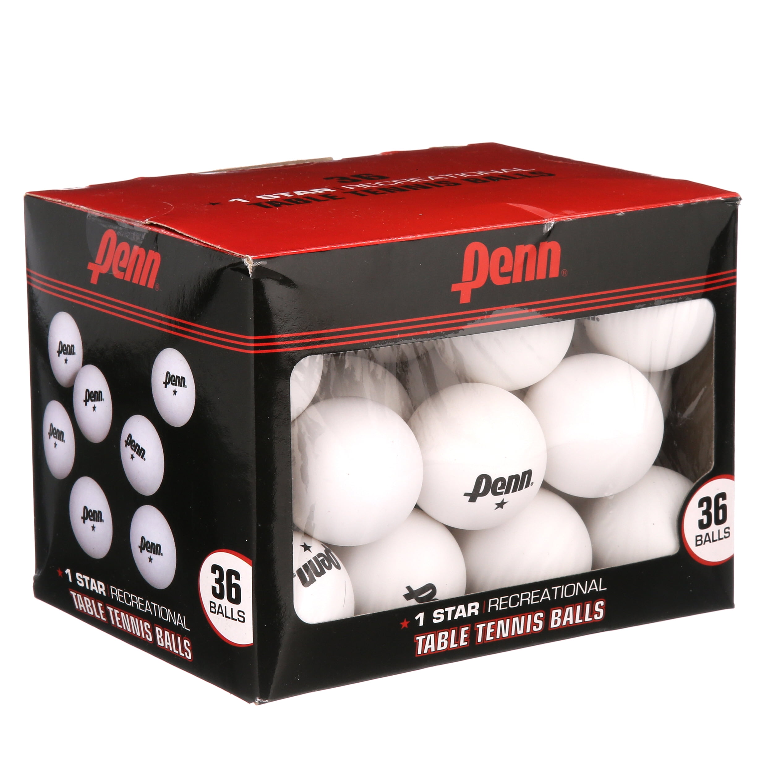 Penn 40mm 1 Star White Table Tennis Balls Box Of 36 Official