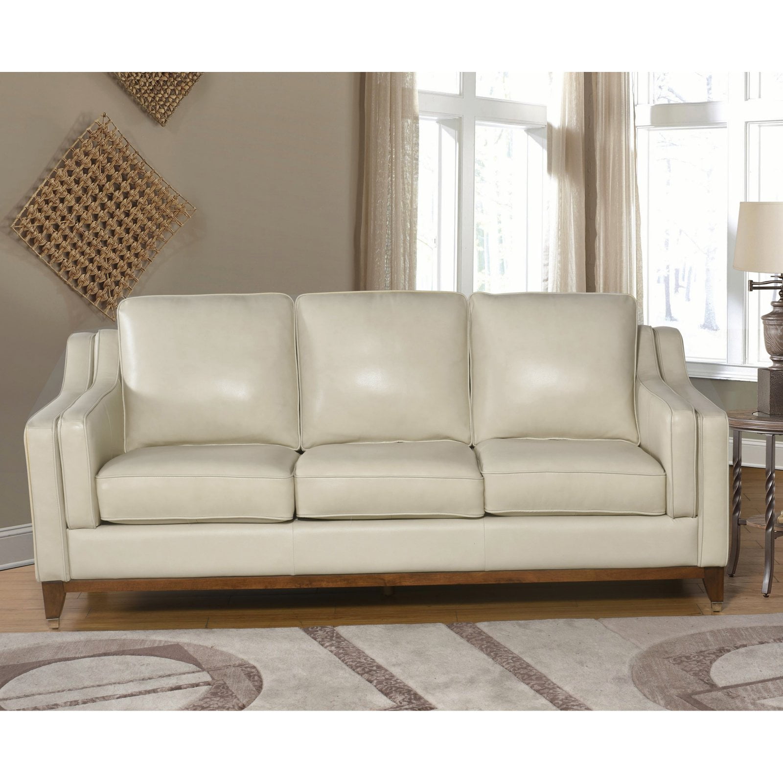 Allie Top Grain Leather Sofa Cream Abbyson Living BrickSeek
