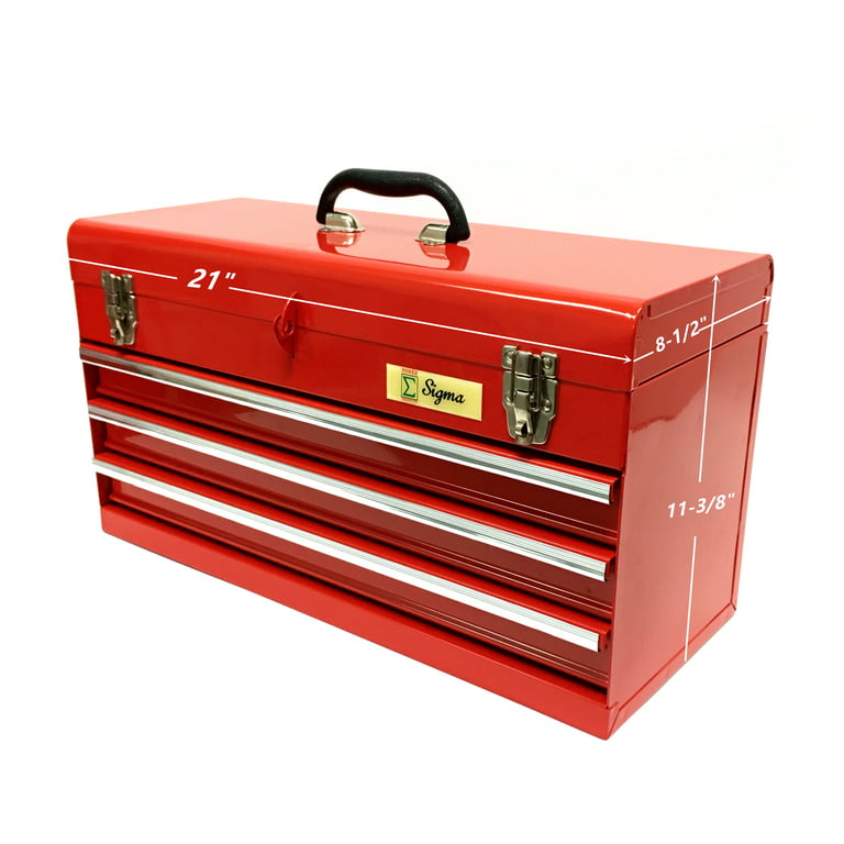 Sigma 21 In Portable Tool Chest Box Storage Cabinet Mechanic Organizer 3  Drawer