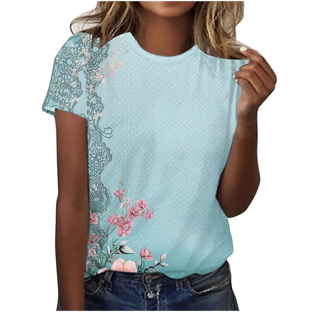Tops de Ajuste Suelto para las Mujeres Sudadera de Manga Corta, Camiseta Casual Impresa para el Uso Diario de Primavera Y Otoño
