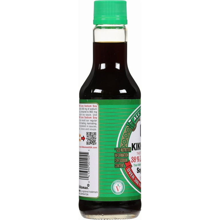 Kikkoman Less Sodium Soy Sauce, 10 fl oz, Ideal for Basting and