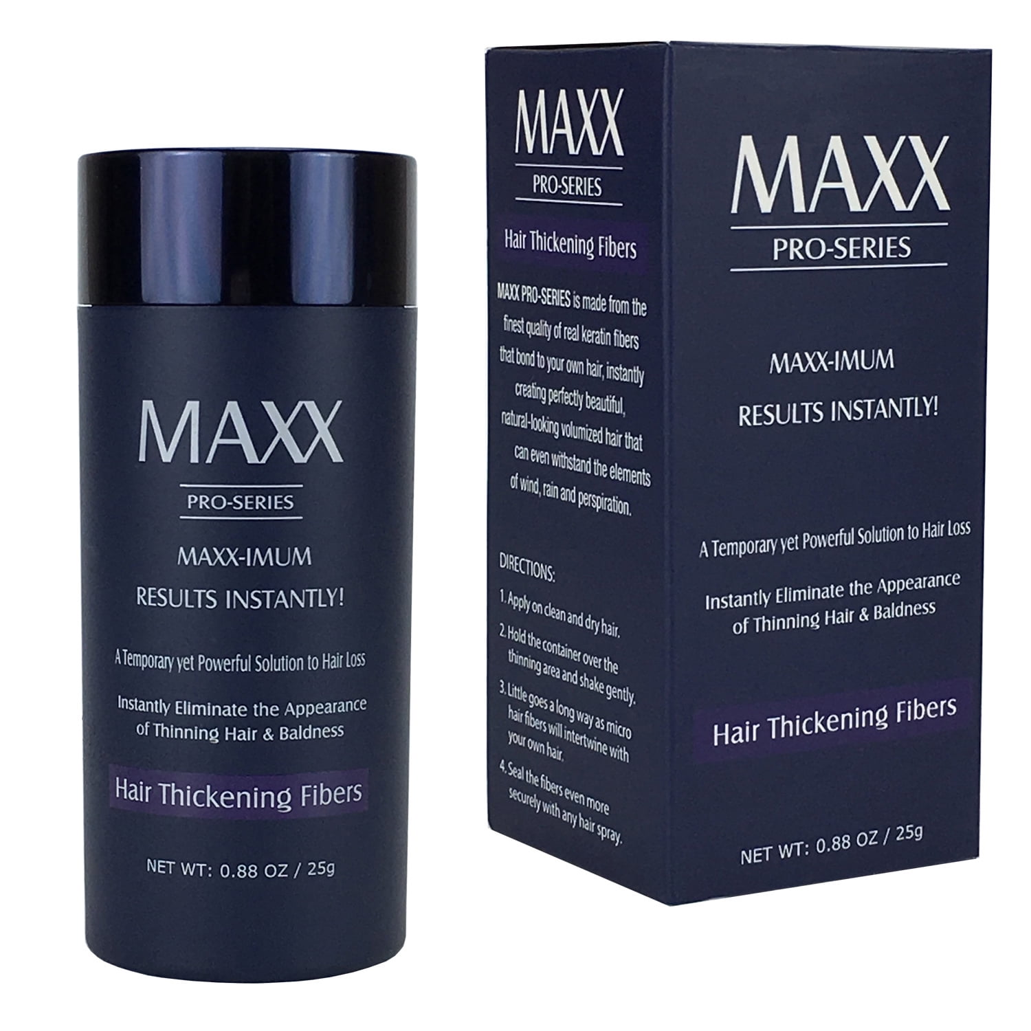 MAXX PRO-SERIES Volumizing Hair Fibers with real Keratin for Thinning Hair/Hair Loss - 60 days + supply – Maximum Results Instantly - Multiple Colors Available (Gray)