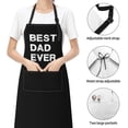 thumbnail image 2 of BBQ Funny Apron for Men - Best Dad Ever - Chef Bib Apron with 2 Pockets, Adjustable Neck Strap and 40" Long Ties - Best for Kitchen Cooking, Grilling, Baking, Gardening - Black, 2 of 7