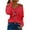 Red, variant on Honeeladyy Clearance under 5$ Cold Shoulder Christmas Blouse for Women V-Neck Long Sleeve Bling Glasses Printedweight Pullover