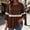 *Brown, variant on ClodeEU Women's Round Neck Lace Bell 3/4 Sleeve Tiered Peplum Blouse,Casual Loose Flowy Summer Tunic Top Beige,Women's Plus L