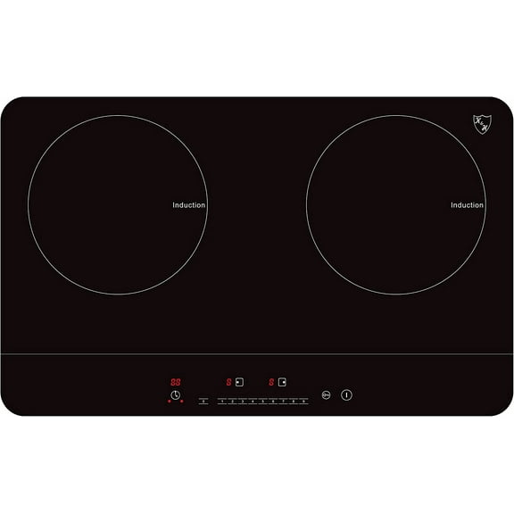 K&H 2 Burner Double Dual 24 Inch Induction ULTRA SLIM Electric Stove Top Ceramic Cooktop White 120V 1800W IN-DD18-120S