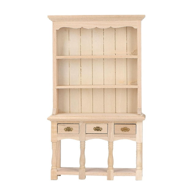1/12 Scale Dollhouse Bookcase 3 Drawers Classic Design Pure Color DIY Miniature Coloring Bookcase for Gift