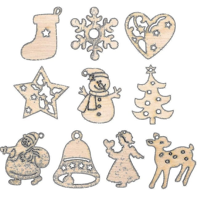 200 Uds colgante de madera JanHm para decoración de árbol de Navidad