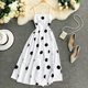 thumbnail image 2 of Dot Dress Vestido largo de cintura alta sin espalda, sin mangas, para mujer, blanco Vogacara AP001541-01B, 2 of 7