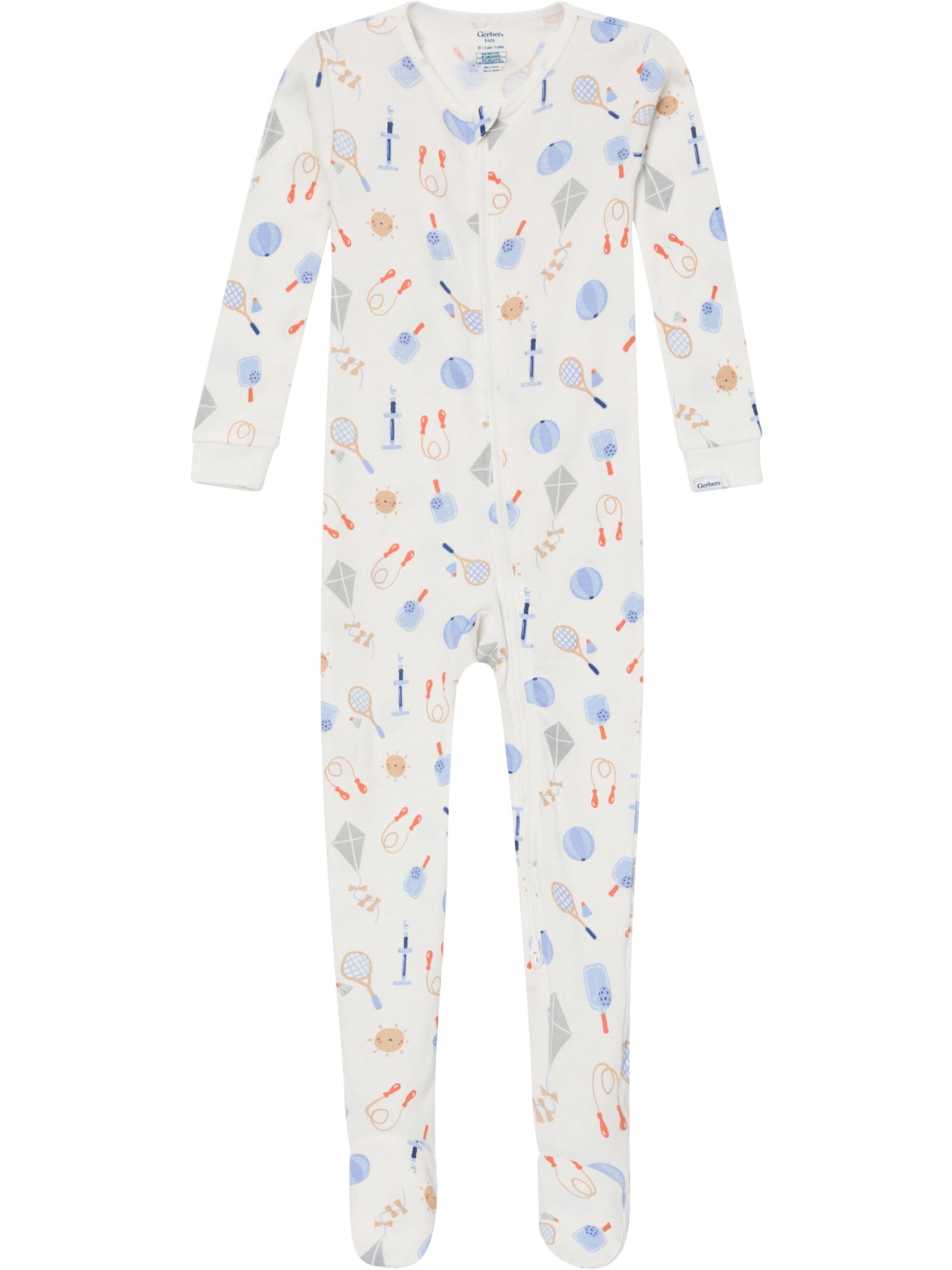 Gerber Baby and Toddler Neutral Tight Fitting Footed 2-Way Zipper Unionsuits, 2-Pack, Sizes 0/3 Months - 5T