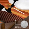 thumbnail image 3 of Black Women Round Tablecloth, Fitted Table Cover with Elastic for 55"-60" Round Tables, Abstract Art Nation Orange Geometric Tribal Table Cloth Outdoor Indoor Dinning Party Waterproof Tablecloths, 3 of 7