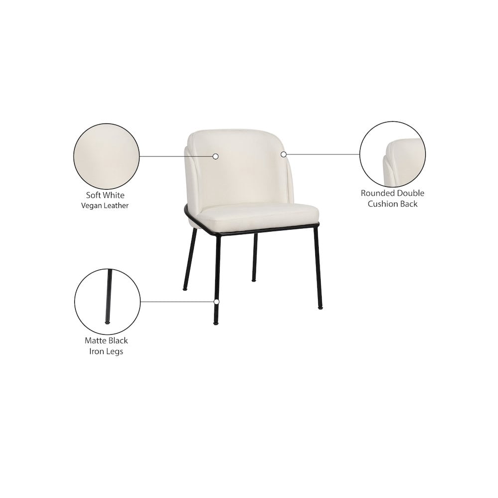 Meridian Furniture Jagger White Vegan Leather Dining Chair (Set of 2)