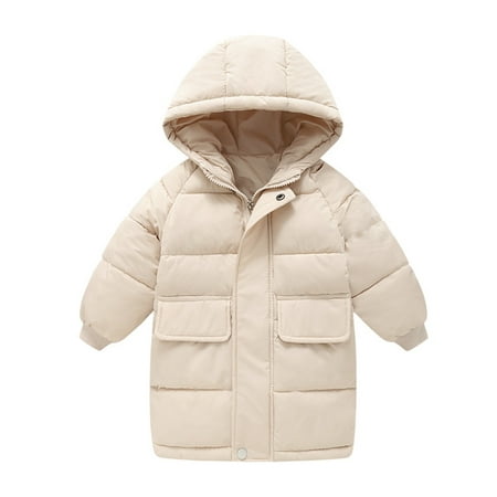 

Hunpta Toddler Kids Little Girls Winter Solid Coat Windproof Outerwear Mediun Length Warm Jacket Down Coat Cotton Hooded Wadding Outwear