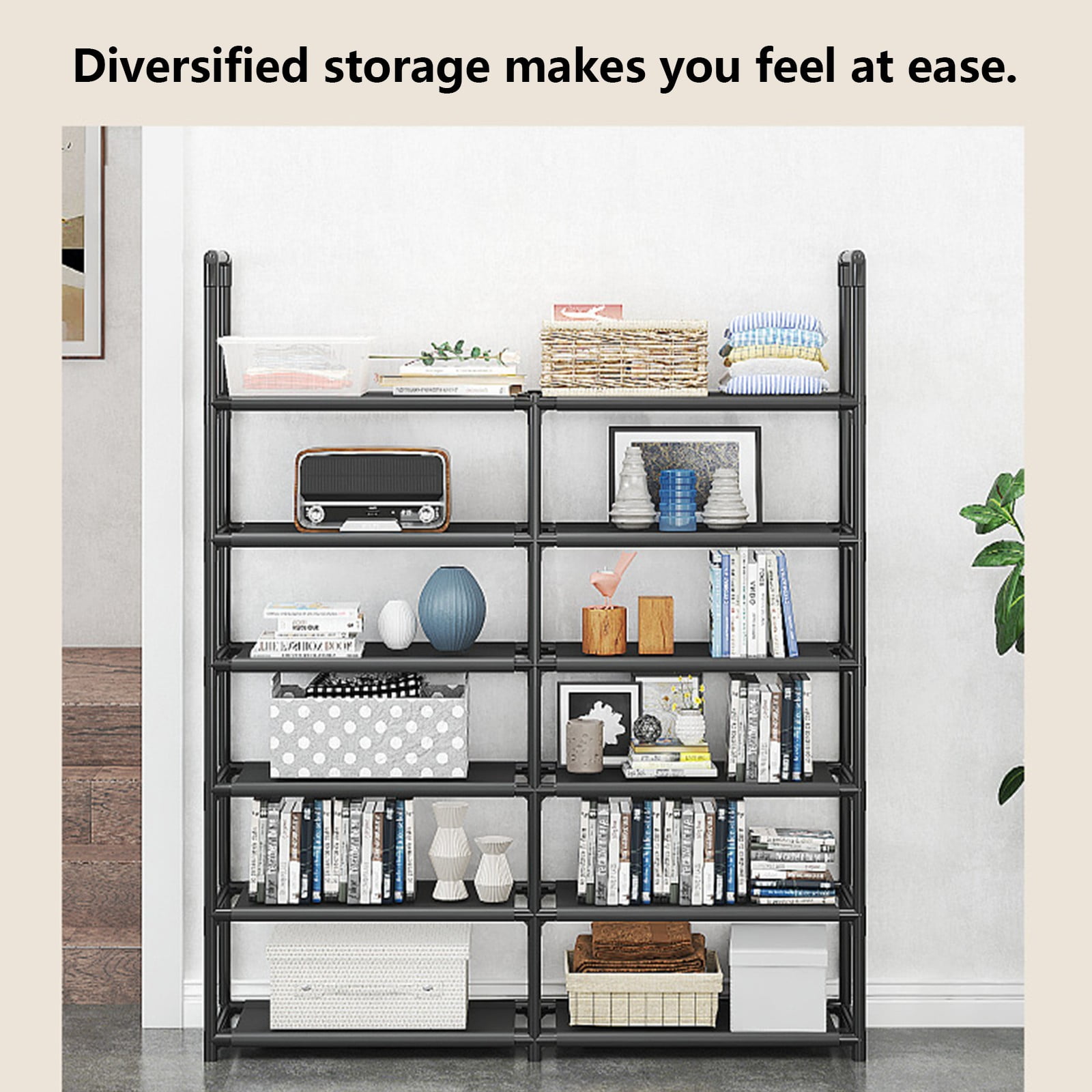 Shoe Rack | Shoe Cabinet & Storage Shelf | Multi-Tier Organizer for Entryway, Closet, or Mudroom | DIY Assembly Steel Frame | 5-Tier Shoe Storage Solution for Home Organization