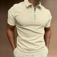 thumbnail image 2 of Mens Plus Size Shirts Clearance Men Casual Solid Turndown Pullover Zipper Short Sleeve Blouse Tops, 2 of 6