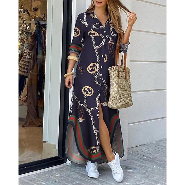 Robe d'Été pour Femmes Printemps/été Mode Aguichant Chemise Maxi Robe Femmes