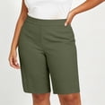 thumbnail image 6 of Zpzdpjkx Women's Plus Size Solid Bermuda Shorts with Pockets High Waist Stretch Knee‑Length Casual Yoga Hiking Shorts, 6 of 10