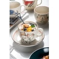 thumbnail image 4 of Linda taza de café de cerámica de 16 oz con asa Taza Kawaii Tazas de leche con leche de cerámica para la oficina y el hogar Patrón pintado a mano Regalos de cumpleaños únicos (gato afortunado), 4 of 5