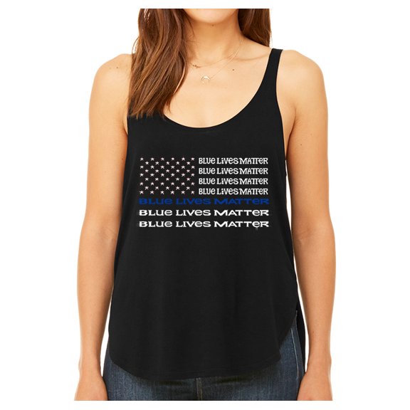 LA Pop Art Women's Word Art Flowy Tank Top - Blue Lives Matter