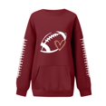 thumbnail image 6 of Sorvello Women's Football Graphic Sweatshirt Game Day Pullover Soft Breathable Cozy Long Raglan Sleeve Streetwear Fall Casual Athletic Top for Women Deep Red XXL, 6 of 7