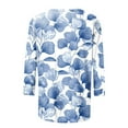 thumbnail image 3 of BDPORKAS Summer Tops for Women 2025 Trendy 3/4 Sleeve Oversized Tshirts Floral Print Graphic Tees Dressy Casual Plus Size Blouses Elbow Sleeve Tunic Tshirt Going Out Tops, 3 of 4