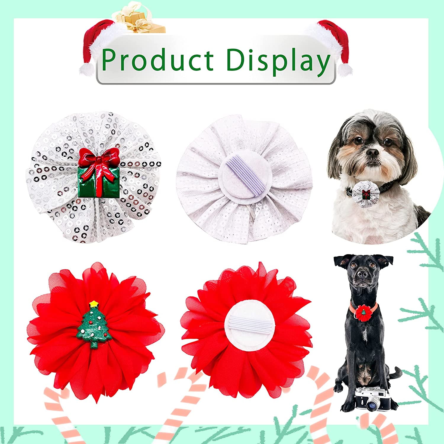 Dog collar bows and flowers discount