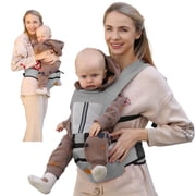 Babyltrl 6-in-1 Baby Carrier with Hip Seat,Ergonomic Infant Carrier Backpack,Breathable Wrap Seat for Newborn Toddlers up to 44 lbs,Gray