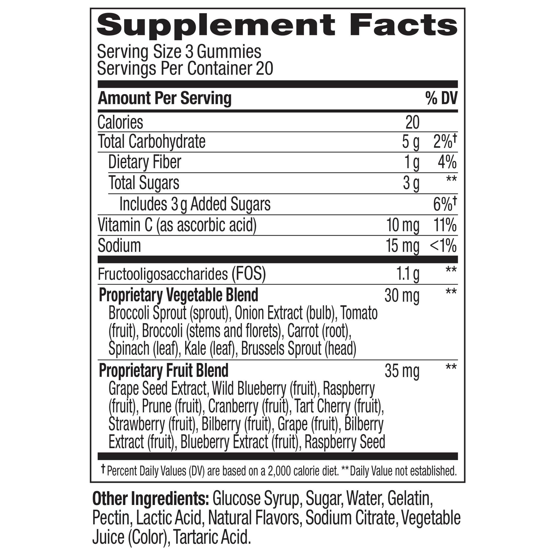 OLLY Supergood Superfoods Gummy Supplement, 15 Superfoods, Prebiotics, Vitamin C, Tropical Bliss Flavor, 60 Ct