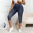 thumbnail image 4 of GUACER Womens Stretchy Capri Jeans Casual High Waisted with Faux Pockets Print Tummy Control Skinny Trendy Comfy Denim Leggings, 4 of 9