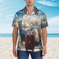 thumbnail image 2 of Honeii Sunset Airplane Travel View Print Men’s Hawaiian Shirt,Classic Button-Down Short Sleeve Shirt, for Beach, Vacation, and Outdoor Activities,X-Large, 2 of 7