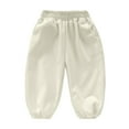 thumbnail image 4 of GigrtiJin 6 Months-12 Years Infant Baby Cotton Athletic Pants Elastic Waisted Drawstring Cinch Bottom Activewear Long Pants with Pocket, 4 of 6