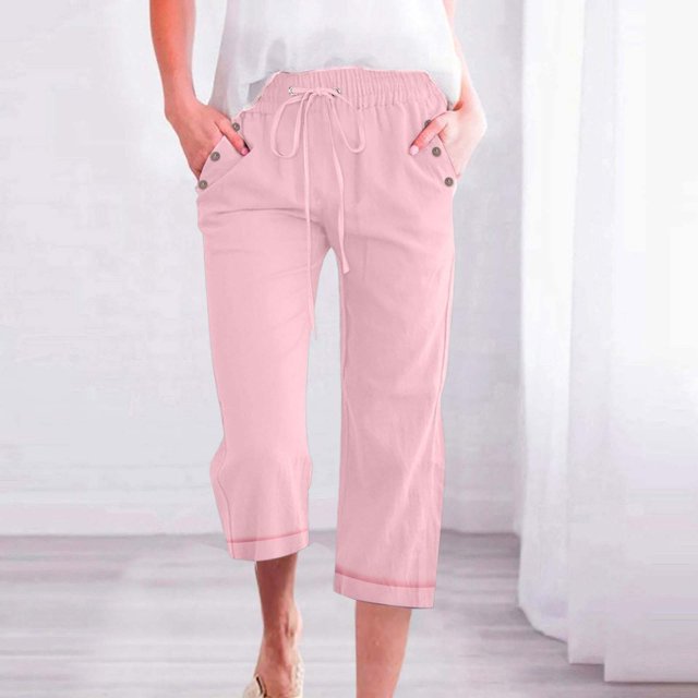 Pantalons Capri pour Femmes, Ample avec Cordon de Serrage 3/4