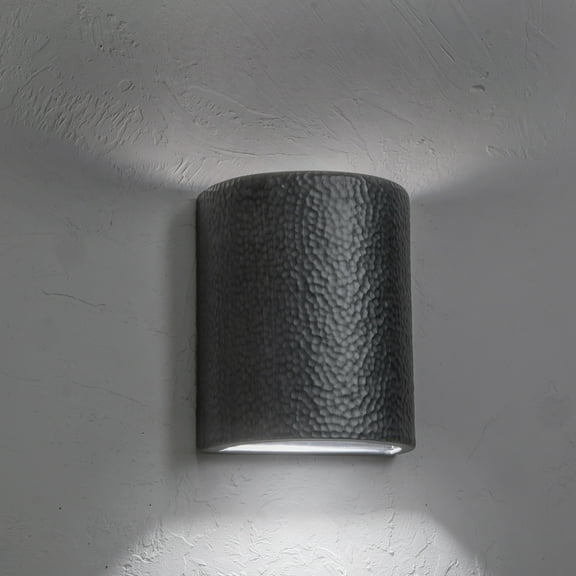 Luxury Lighting Hammerman 10" High Ceramic Outdoor Wall Light, Rubbed Pewter Painted Finish, LED Bulb Included