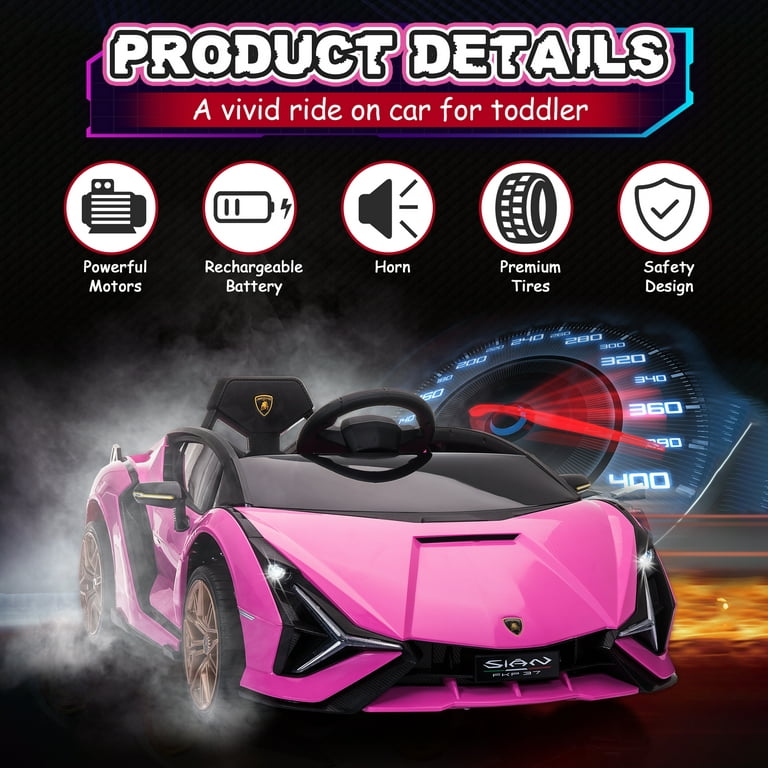  12V Licensed Lamborghini SIAN Electric Car Ride On Toy by  TOBBI,Kids Electric Vehicle for 3-8,Electric Vehicles Battery Powered  Sports Car w/Parent Remote Control,Spring Suspension,LED Lights : Toys &  Games