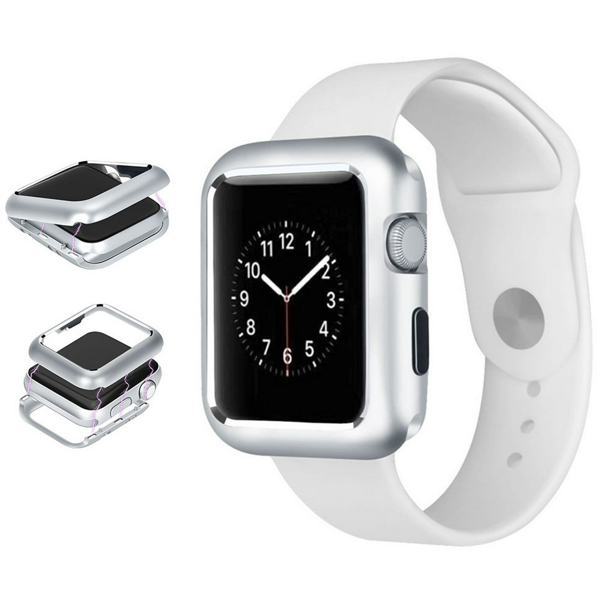 40mm Case Nakedcellphone Silver MAGNETIC Snap On Aluminum Cover with Polished Chrome Bezel for Apple iWatch Series 4 Size 40mm Walmart