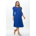 thumbnail image 3 of Royal Neon 3x Plus Size Women's Summer Swing Puff Long Sleeve Midi Cocktail Pockets with Tie Waist for Party, Formal and Casual Dresses, 3 of 5