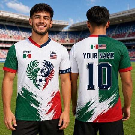 Mexico USA Soccer Jersey 2026 V2 - Custom Name Number Football Fan Shirt - Personalized Futbol Sportswear Gift for Men Women