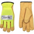 thumbnail image 5 of Kinco Large High-Visibility Lime Green Pigskin Leather Gloves, 5 of 7